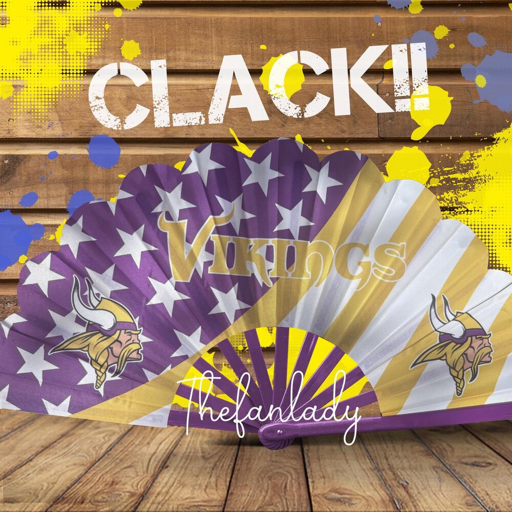 Vikings Clack Fan: NFL Purple and Gold Bamboo Folding Fan